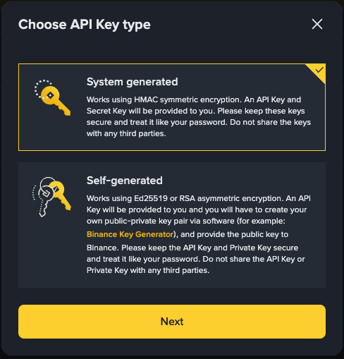 Select key type